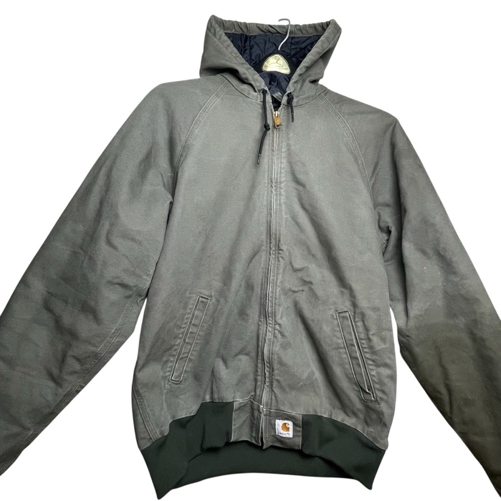 Carhartt VTG Mens Quilt Lined #J268 MOS Zip Up Insulated Jacket Coat Workwear LT